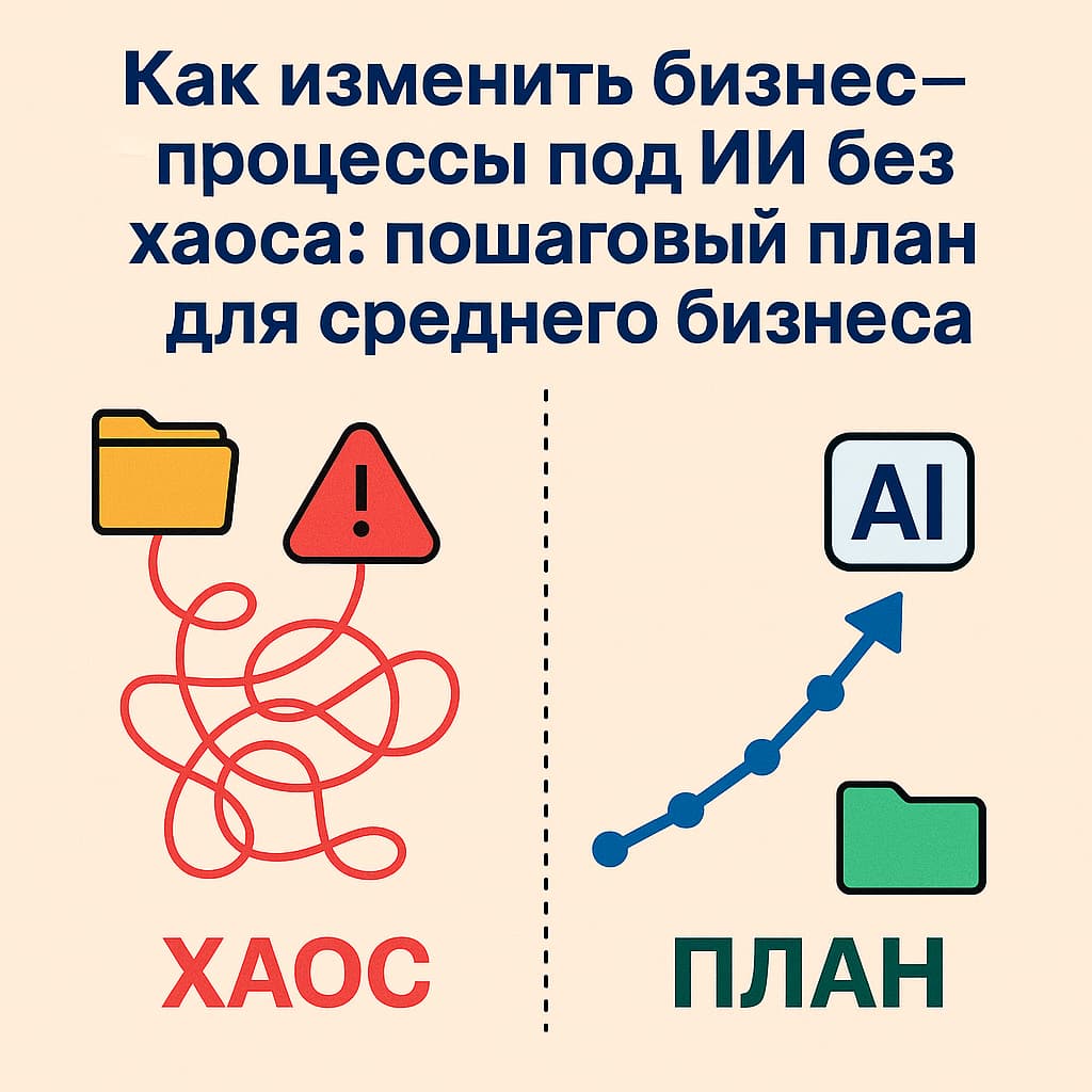 Как изменить бизнес-процессы под ИИ без хаоса: пошаговый план для среднего бизнеса
