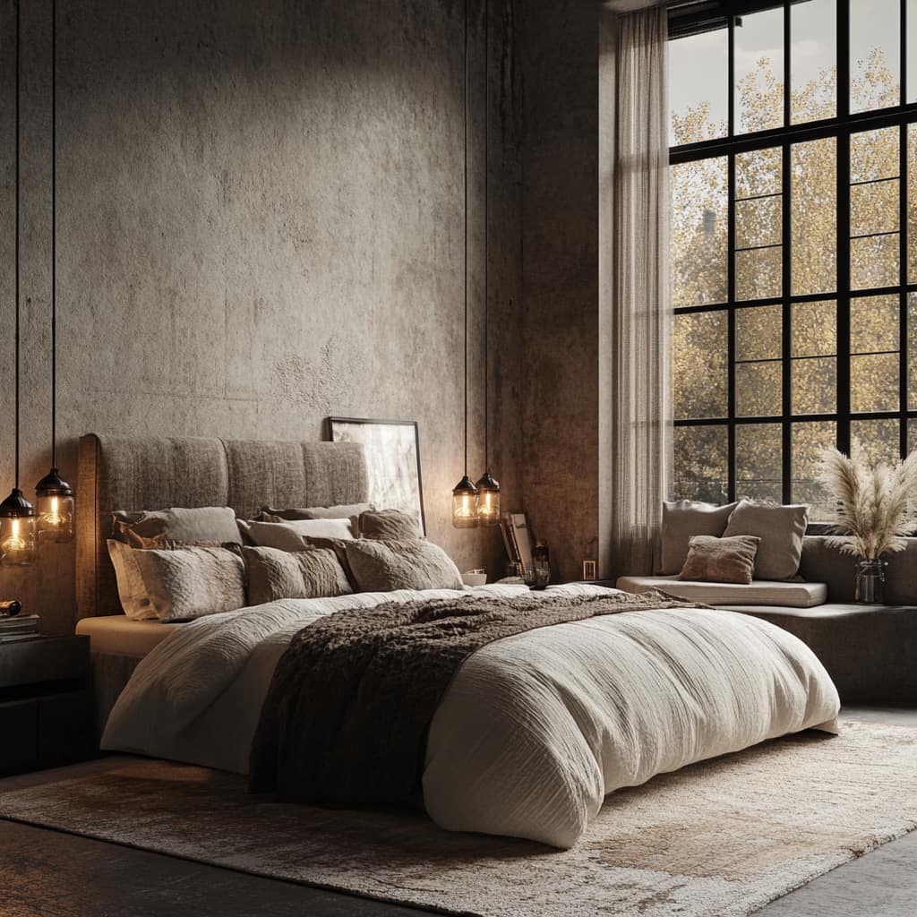 AI‑Visuals «Soft Bedroom»: мягкие ткани, спокойная палитра; стилистика пространств