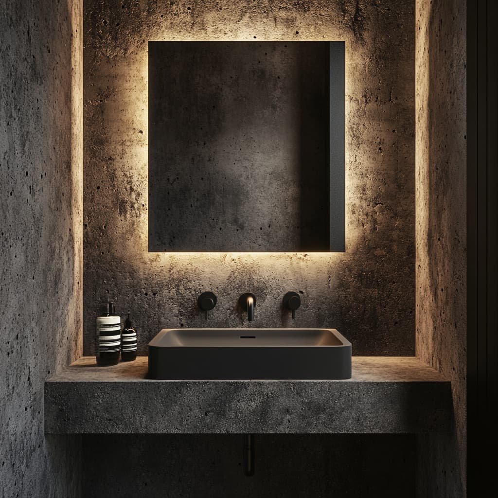 AI‑Visuals «Concrete Space»: бетонная текстура, отражения; стилистика пространств